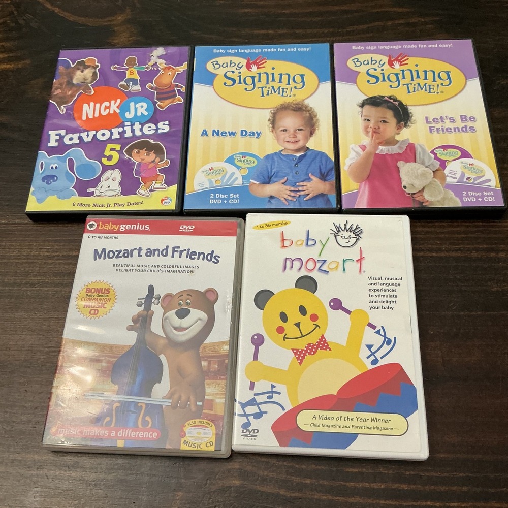 Kids Educational DVD Lot Nick Jr Baby Einstein Signing Time Mozart 5PC Set
